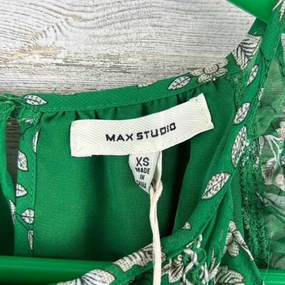 Max Studio womens extra small Georgette Sleeveless Maxi Dress Green Peony new - Picture 3 of 6